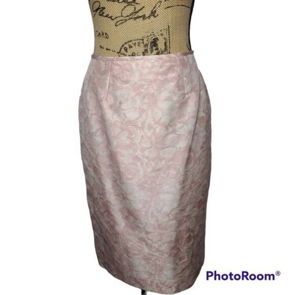 Vintage 90s Y2k Pink Floral Silk Pencil skirt size 4 - Picture 1 of 12